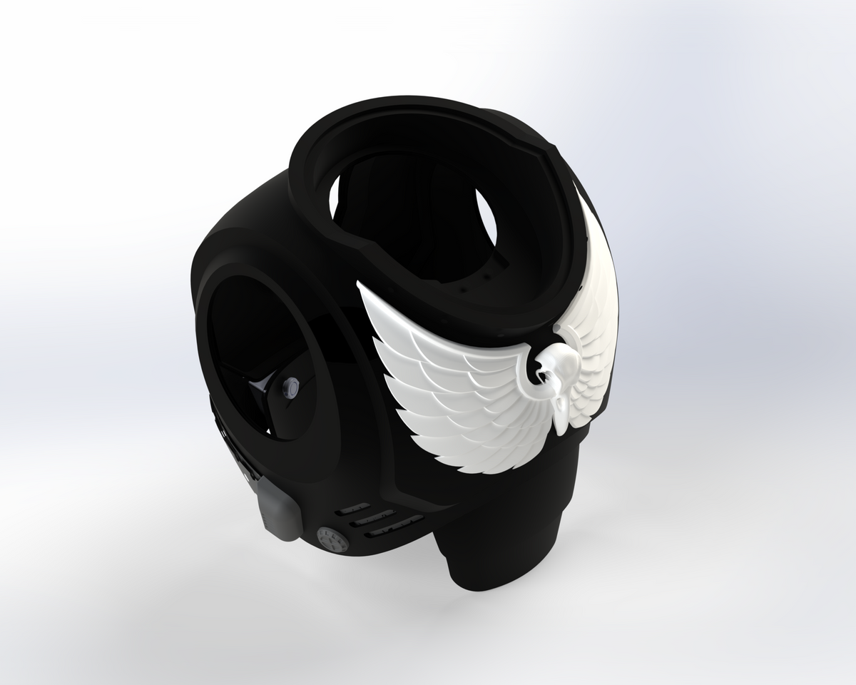 Introducing the V.10 Sable Sentry Chest Detail (3D Print | Files Only): a sleek, black shoulder armor accessory inspired by the iconic Tactical Sable Sentry design. This piece showcases an intricately crafted large white wing emblem on the side, set against a light gradient backdrop—ideal for collectors and Galactic Warriors Version 10 fans looking to enhance their models with this unique 3D-printable chest detail.