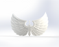 The V.10 Gloomy Celestials V.1 Chest Detail (3D Print | Files Only) showcases a 3D-rendered white emblem with a downward-pointing sword and intricately detailed, outstretched wings—an ideal addition to your next Galactic Warriors or Celestials project, presented against a subtle light gradient background.