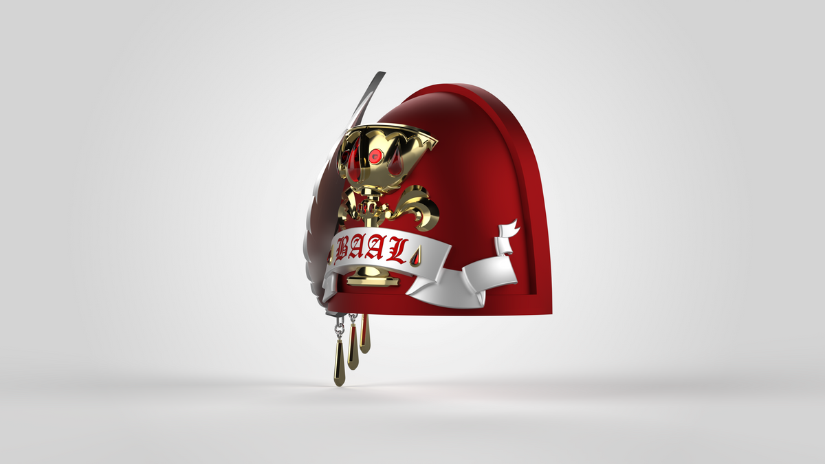 A shiny gold trophy adorned with red jewels sits inside a red, dome-shaped case topped with a white ribbon that reads “GOAL” in bold red letters. The scene is inspired by the intricate precision of the V.10 Crimson Celestials V.1 Shoulder Detail (3D Print | Files Only) and the artistry found in 3D-printable Galactic Warriors collectibles, all set against a clean, light gray background.
