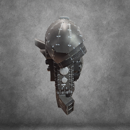 A model spaceship inspired by the V.10 Tactical Backpack Pattern is displayed against a textured gray background, featuring detailed paneling and circular designs reminiscent of Galactic Warriors Tactical Remaster aesthetics.