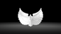 A white, stylized angel statue with large, curved wings stands on a dark, shadowed background, inspired by the V.10 Gloomy Celestials V.2 Chest Detail (3D Print | Files Only) aesthetic.