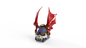 A 3D model of the Midnight Rulers Helmet, featuring red dragon-like wings, gold accents, and a blue base, is displayed against a plain white background. Ideal for fans and collectors, these digital files are available as an instant download for 3D printing.