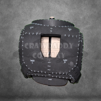Black plastic casting mold with measurement markings on a gray background, branded 'Crawdaddy Company'.