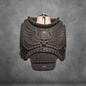 Showcased on a torso mannequin against a gray textured backdrop, the V.10 Tactical Chest Pattern features black, foam-crafted Galactic Warriors armor adorned with a bold winged skull emblem. White stitching lines highlight the design details, and you can recreate this impressive look using the digital download EVA foam template.