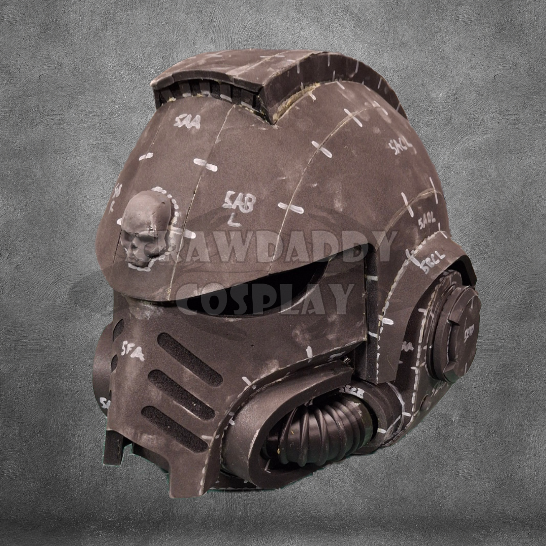A digital rendering of a brown and black Galactic Warriors Version 10 Tactical Remaster Helmet pattern made from EVA foam.