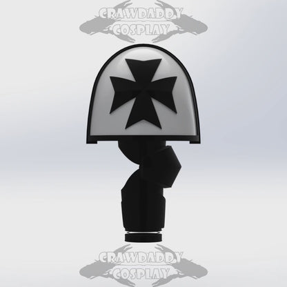 A camera fly-by of a Black Templars pauldron.